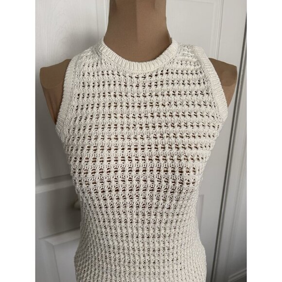 Madewell Crochet Tank Top Knit Crewneck Sweater Boho Ivory Racerback NO992 XXS - Picture 4 of 10
